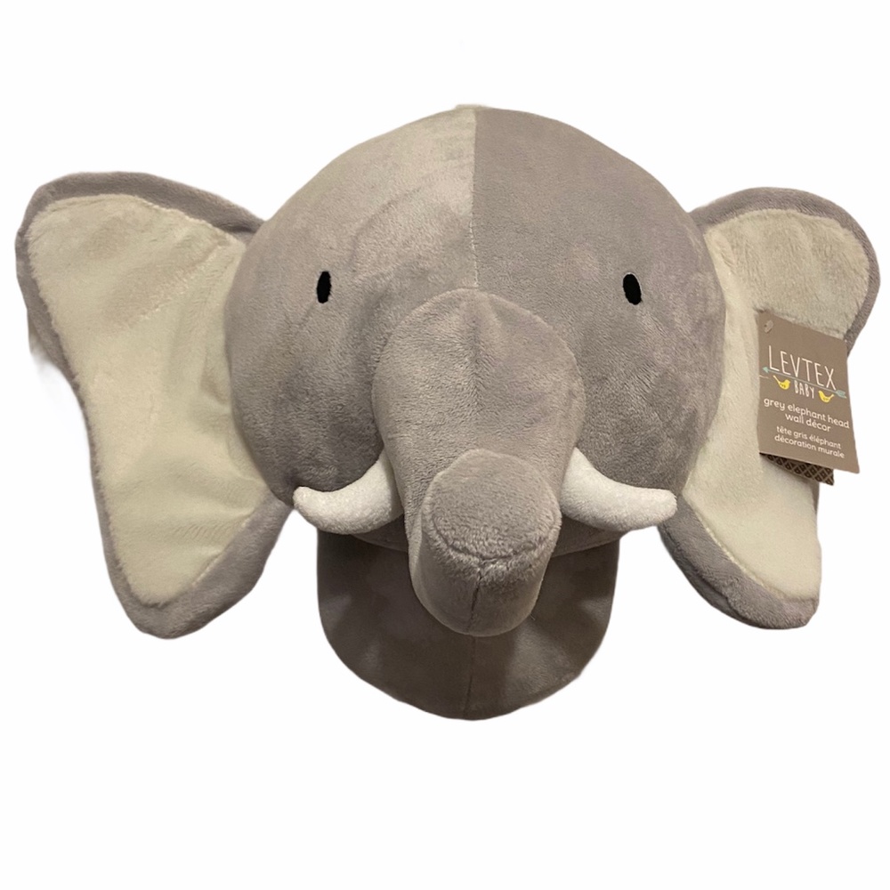 Levtex Home Baby Grey Elephant Head Wall Decor New